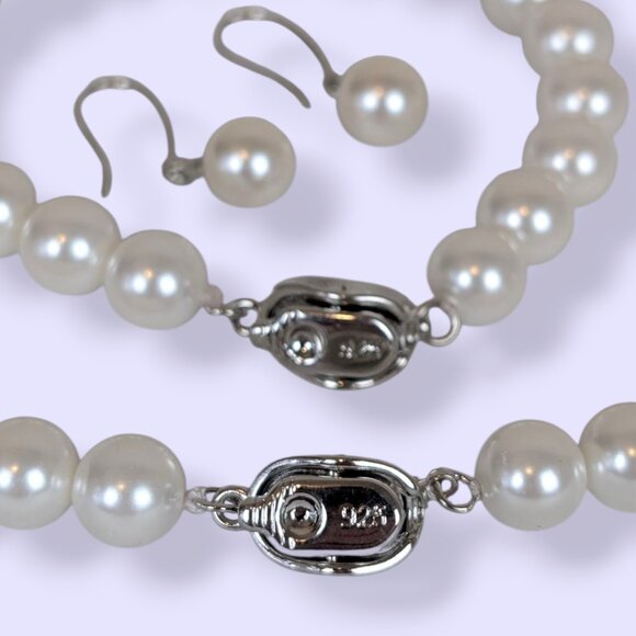 3pc Sterling Silver Faux Pearl Parure - Picture 8 of 9